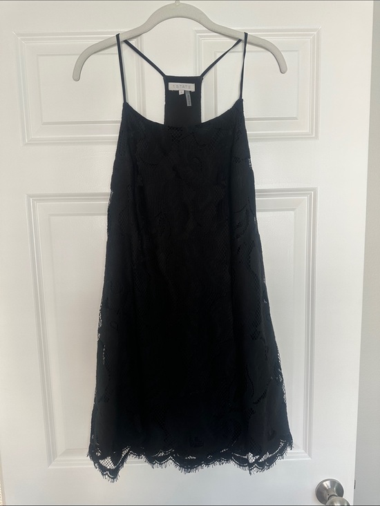 1. State Dresses & Skirts - 1. State Black Lace Mini Slip Dress with Scalloped Hem
